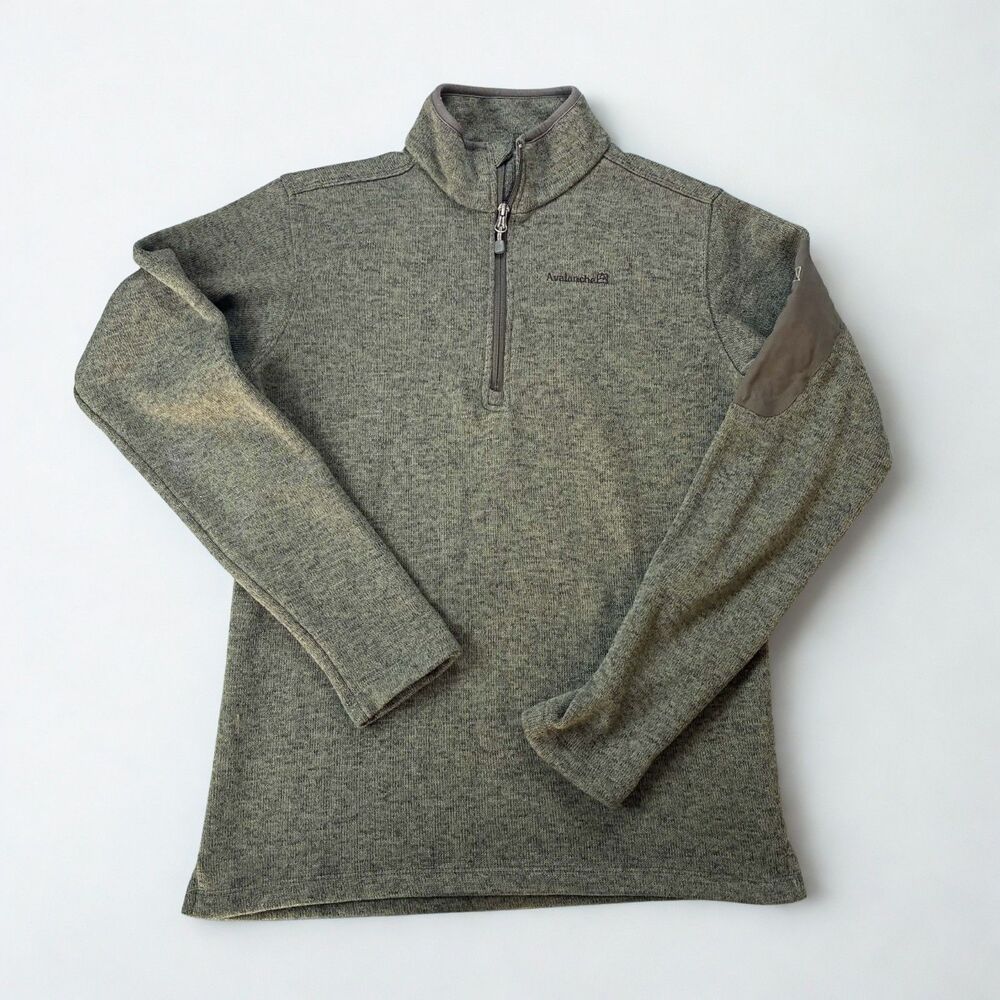 Avalanche Pullover Mens Small Green Sweater Fleece Quarter Zip Outdoor Hiking